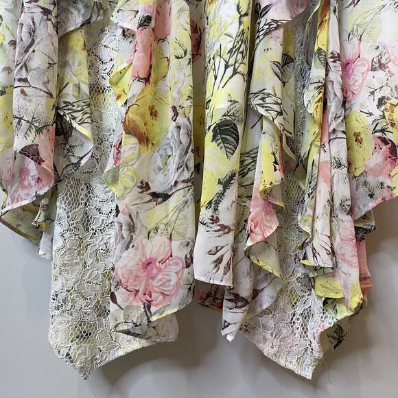 INC Floral Bouquet Lace Midi Dress Ruffle Handkerchief Sleeveless Trip 16 Plus - Picture 5 of 12